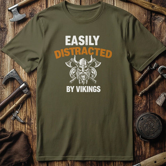 DISTRACED BY VIKINGS 026 T Shirt US