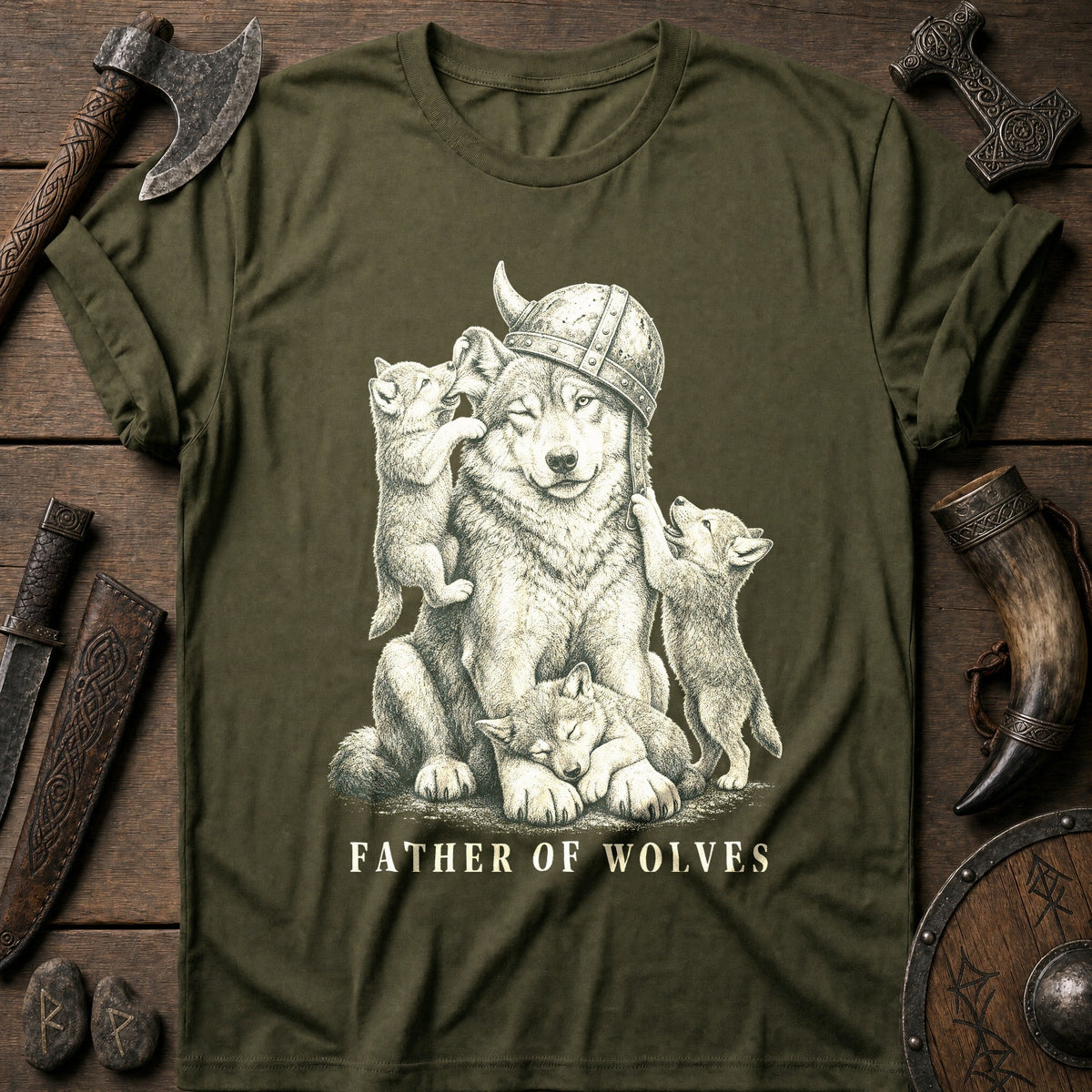Father Of Wolves Viking T-Shirt US