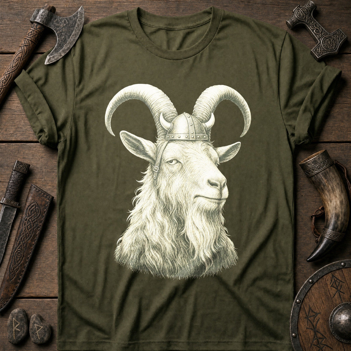Goat Helm Between Horns Viking T-Shirt US