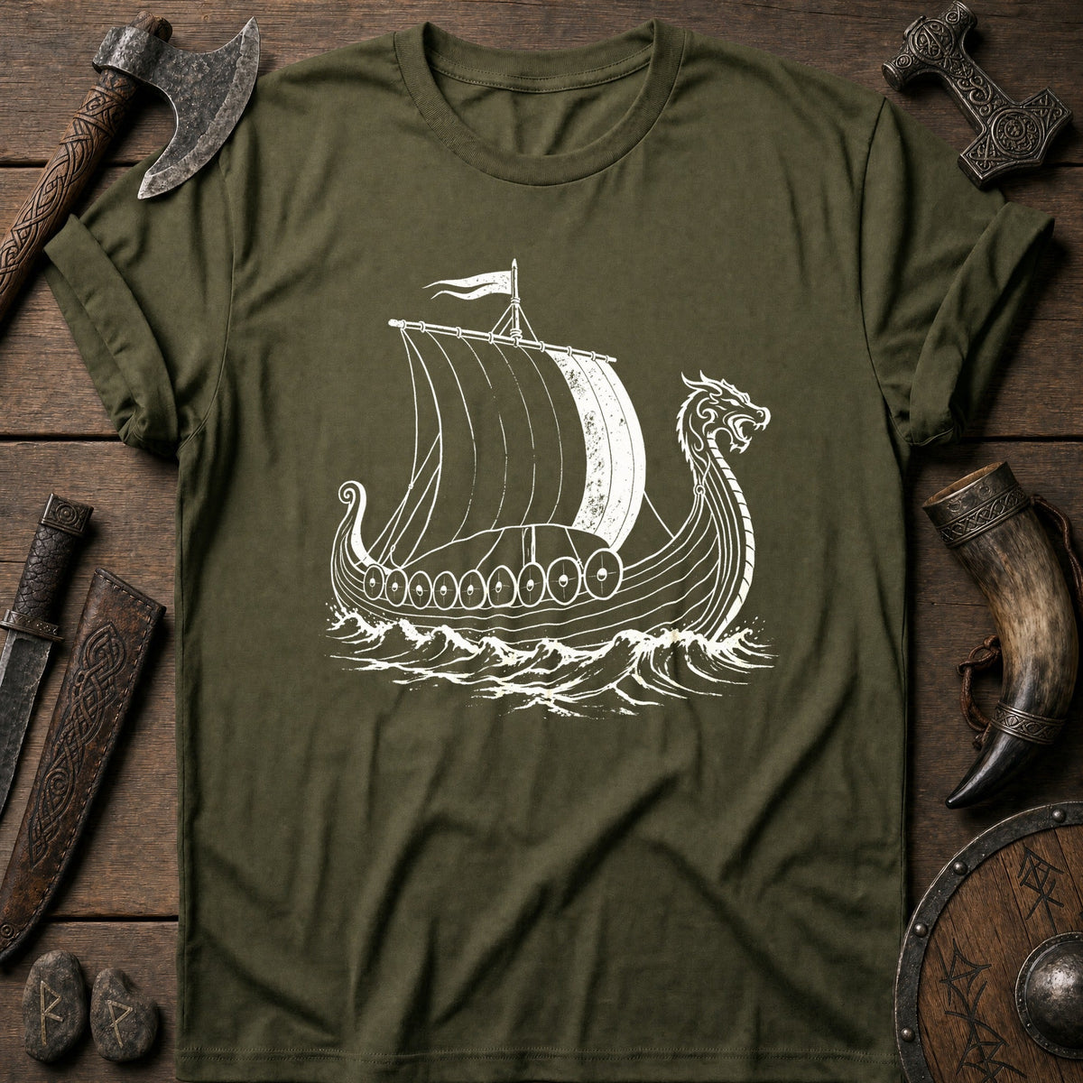 Longship Negative Space Viking T-Shirt US