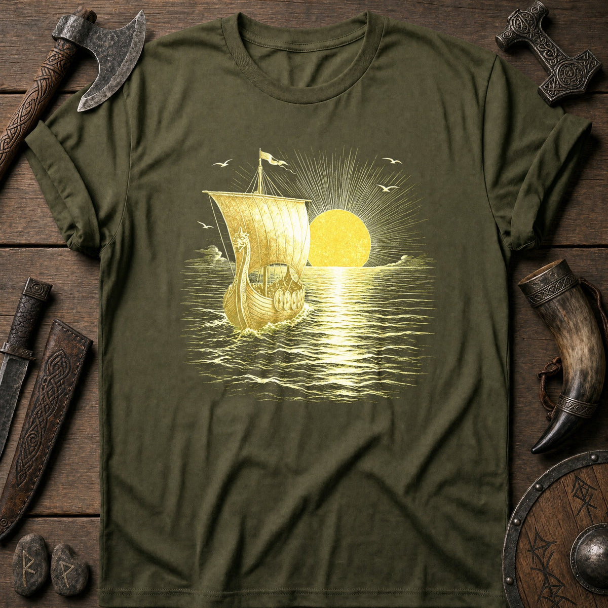Midnight Sun Voyage Viking T-Shirt US