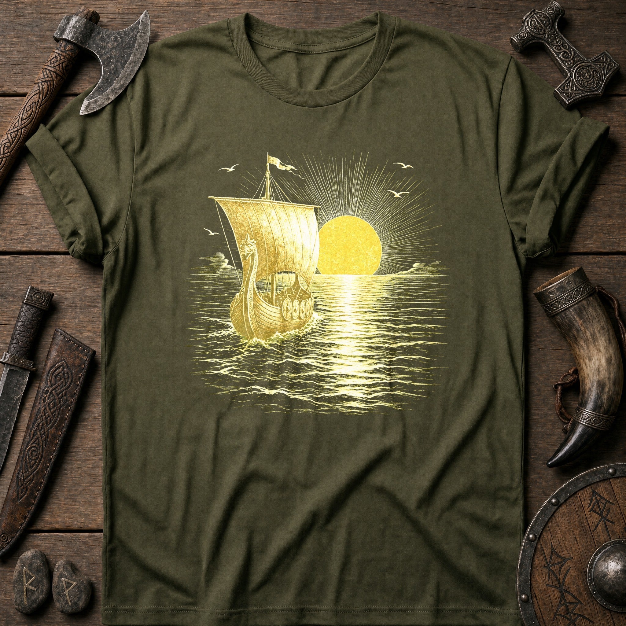Midnight Sun Voyage Viking T-Shirt US