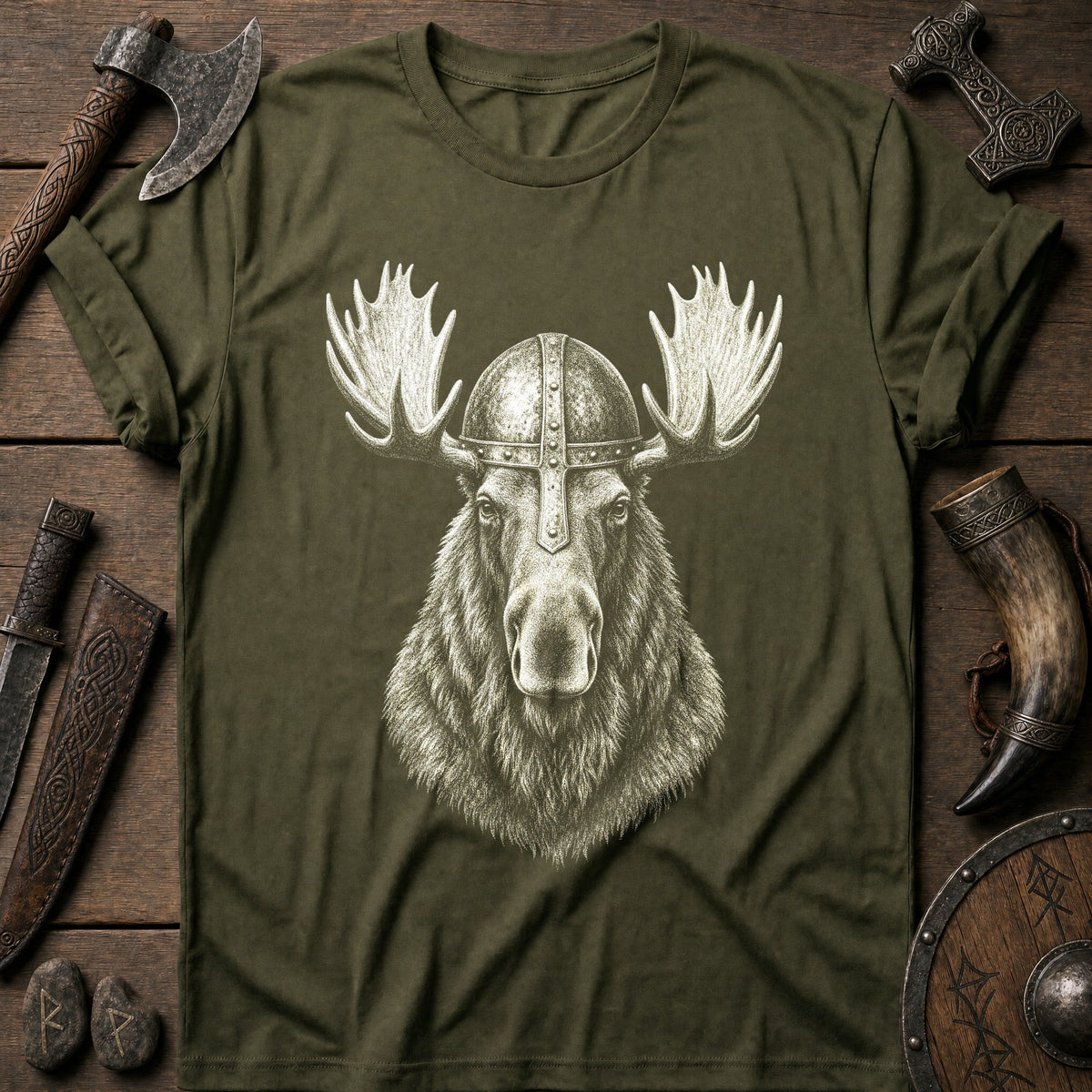Moose Jarl Iron Helm Viking T-Shirt US