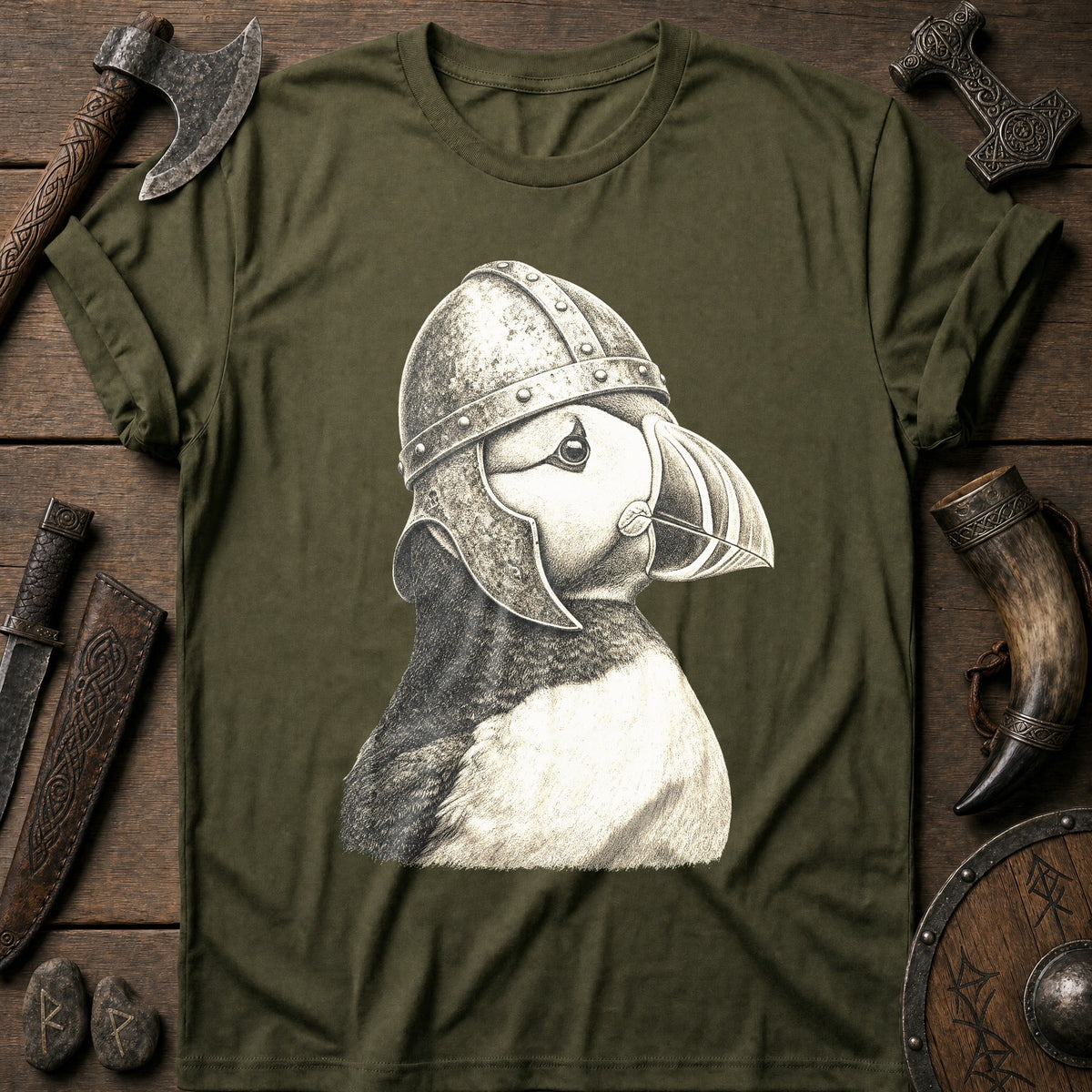 Puffin Raider Helm Viking T-Shirt US