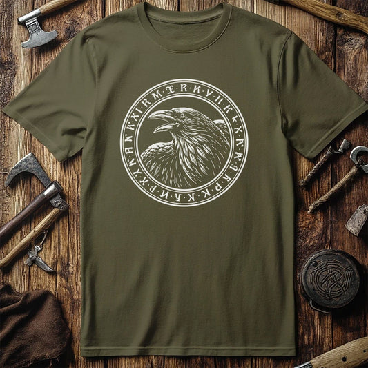 RAVEN WITH RUNES CIRCLE 028 T Shirt US