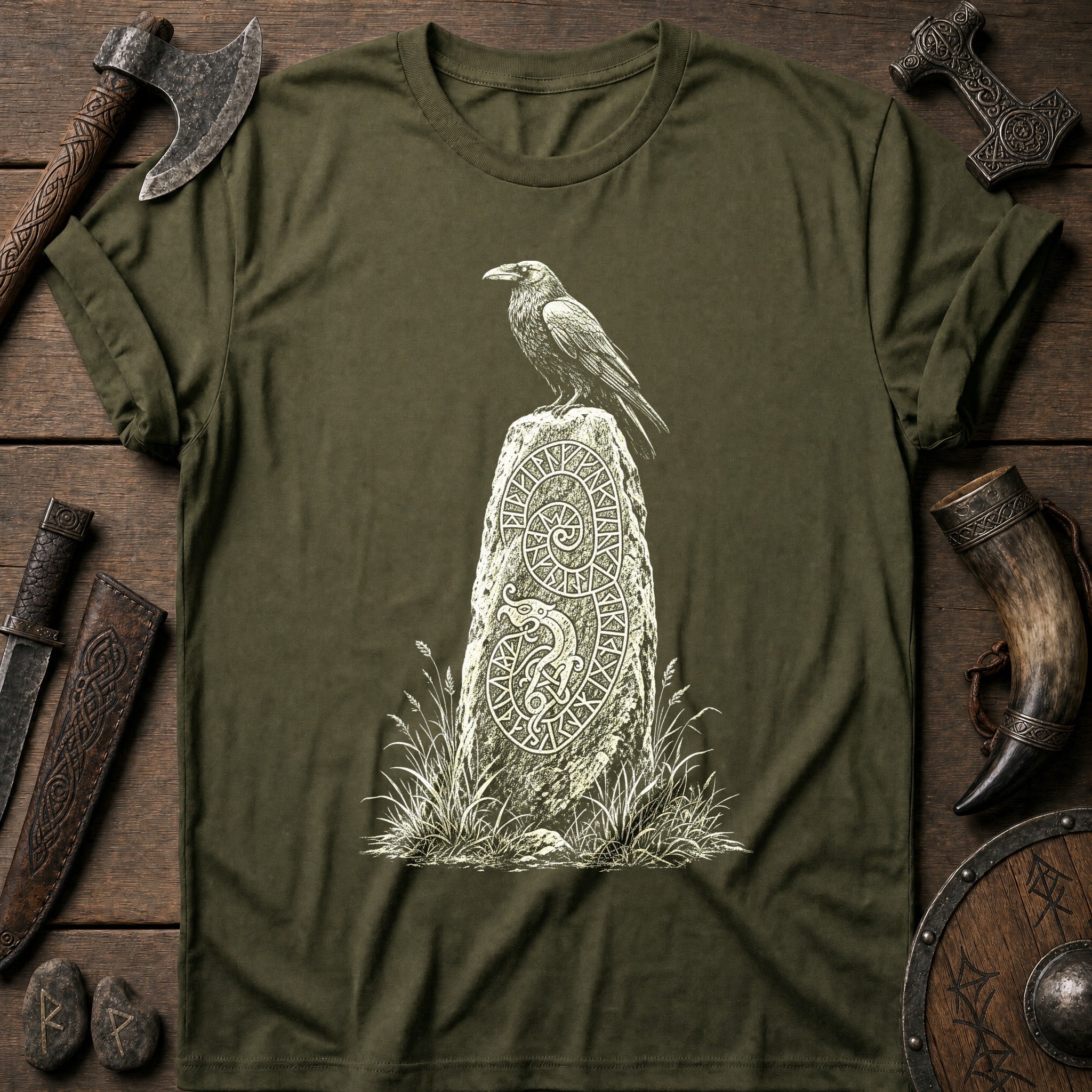 Raven On The Runestone Viking T-Shirt US