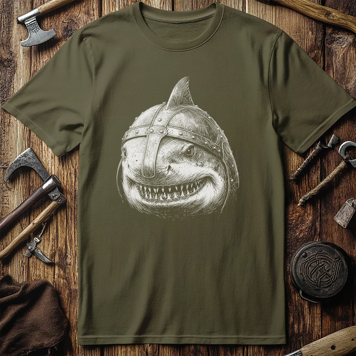 SHARK-VIKING-HEAD-044 T-Shirt US