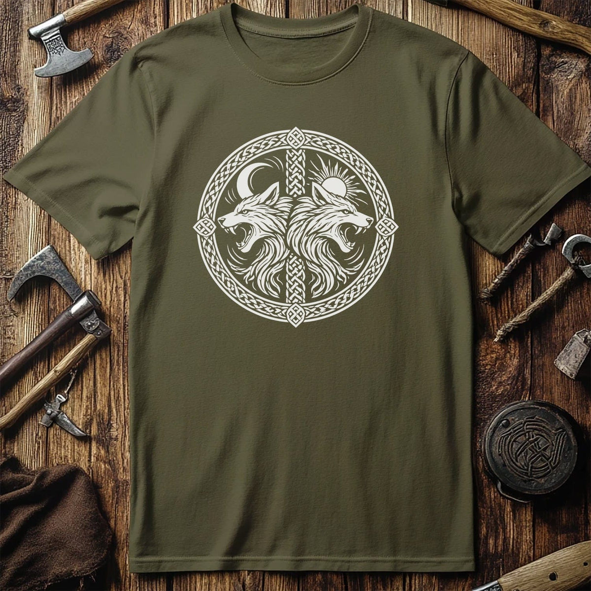 SKOLL & HATI Twin Wolves 028 T Shirt US