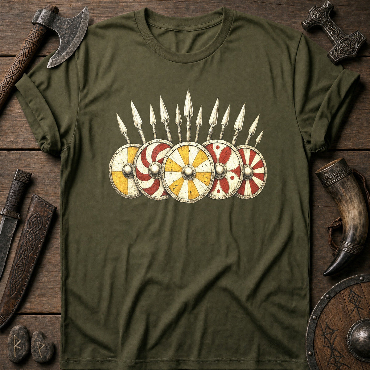 Shield Wall Pattern Band Viking T-Shirt US