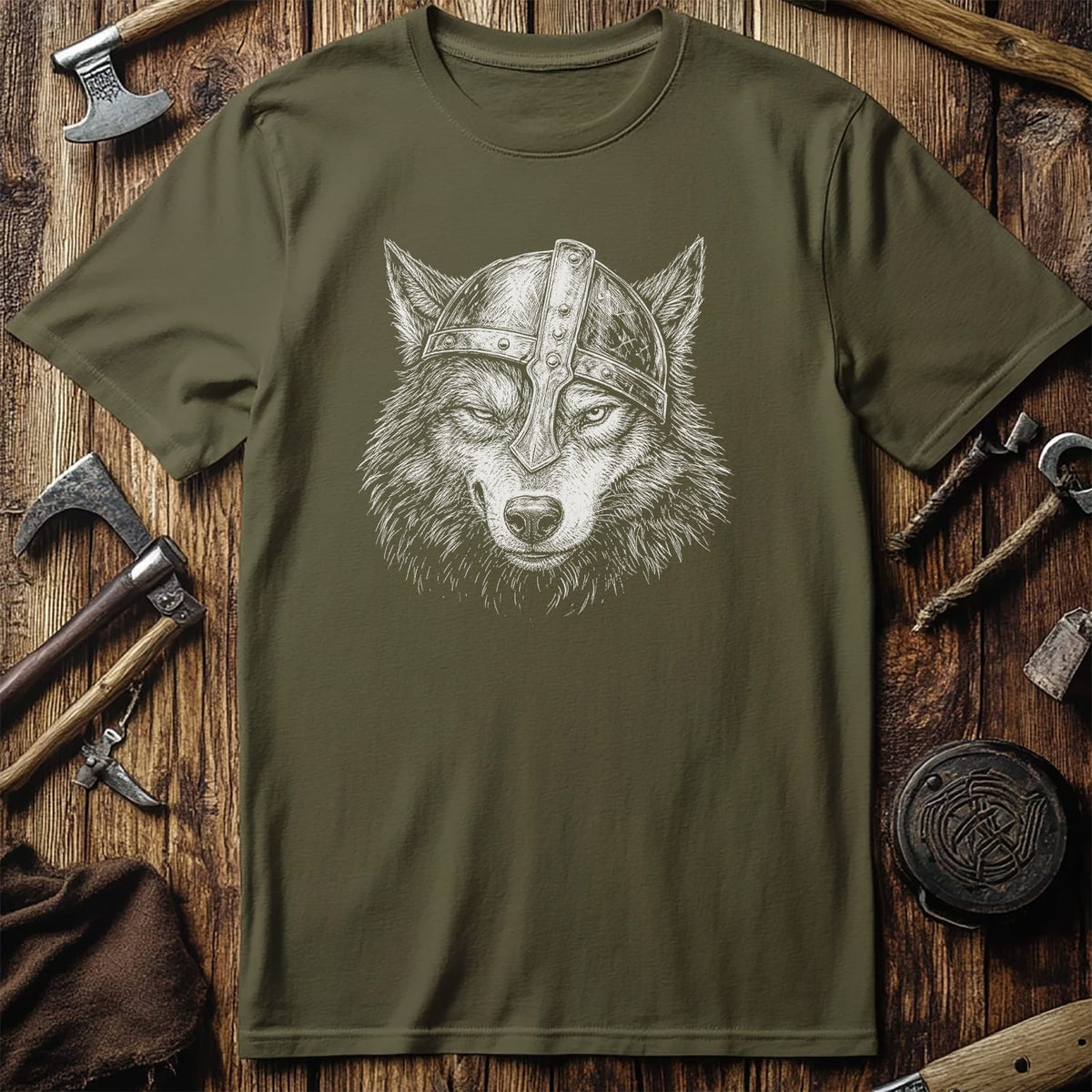 WOLF-VIKING-HEAD-044 T-Shirt US