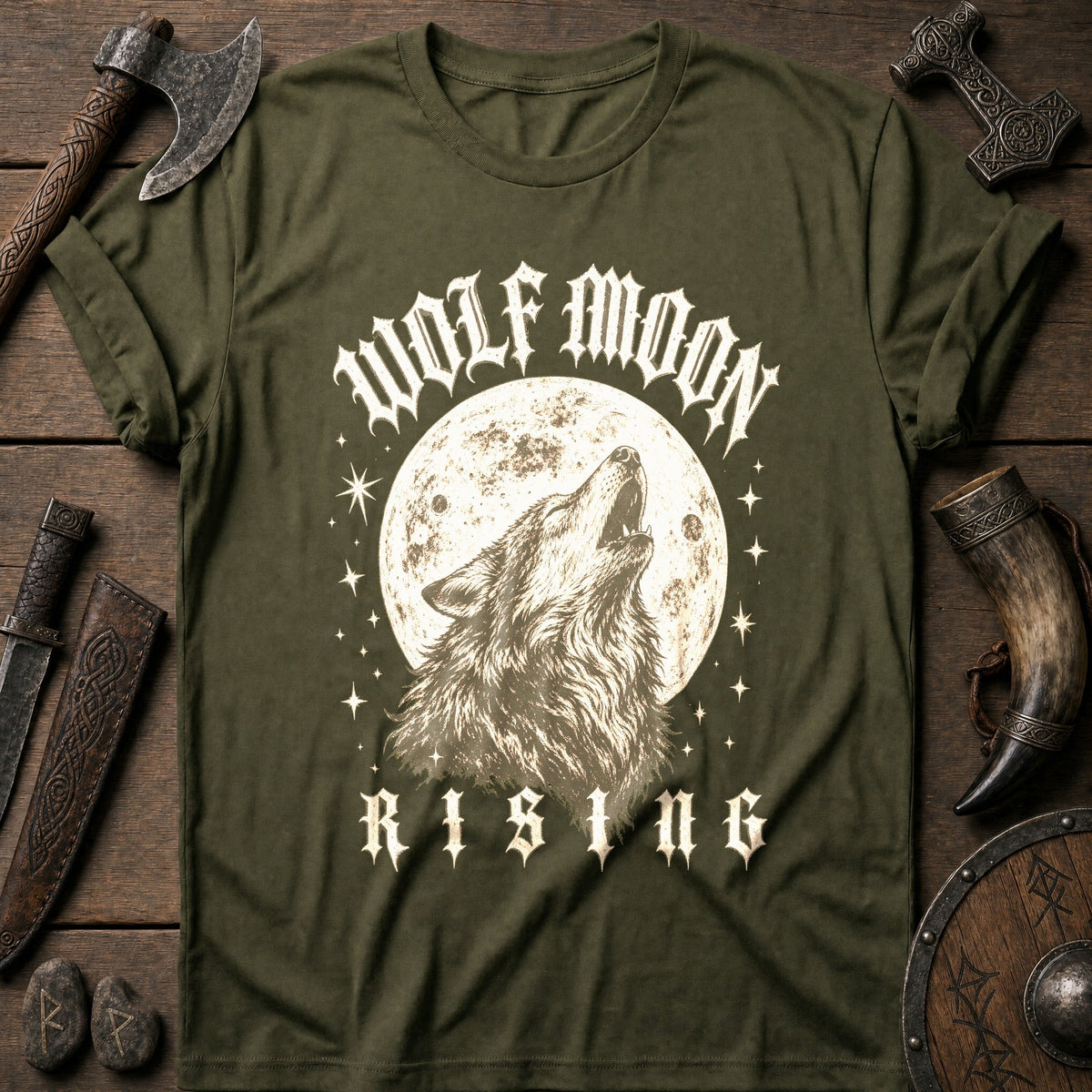 Wolf Moon Rising Viking T-Shirt US