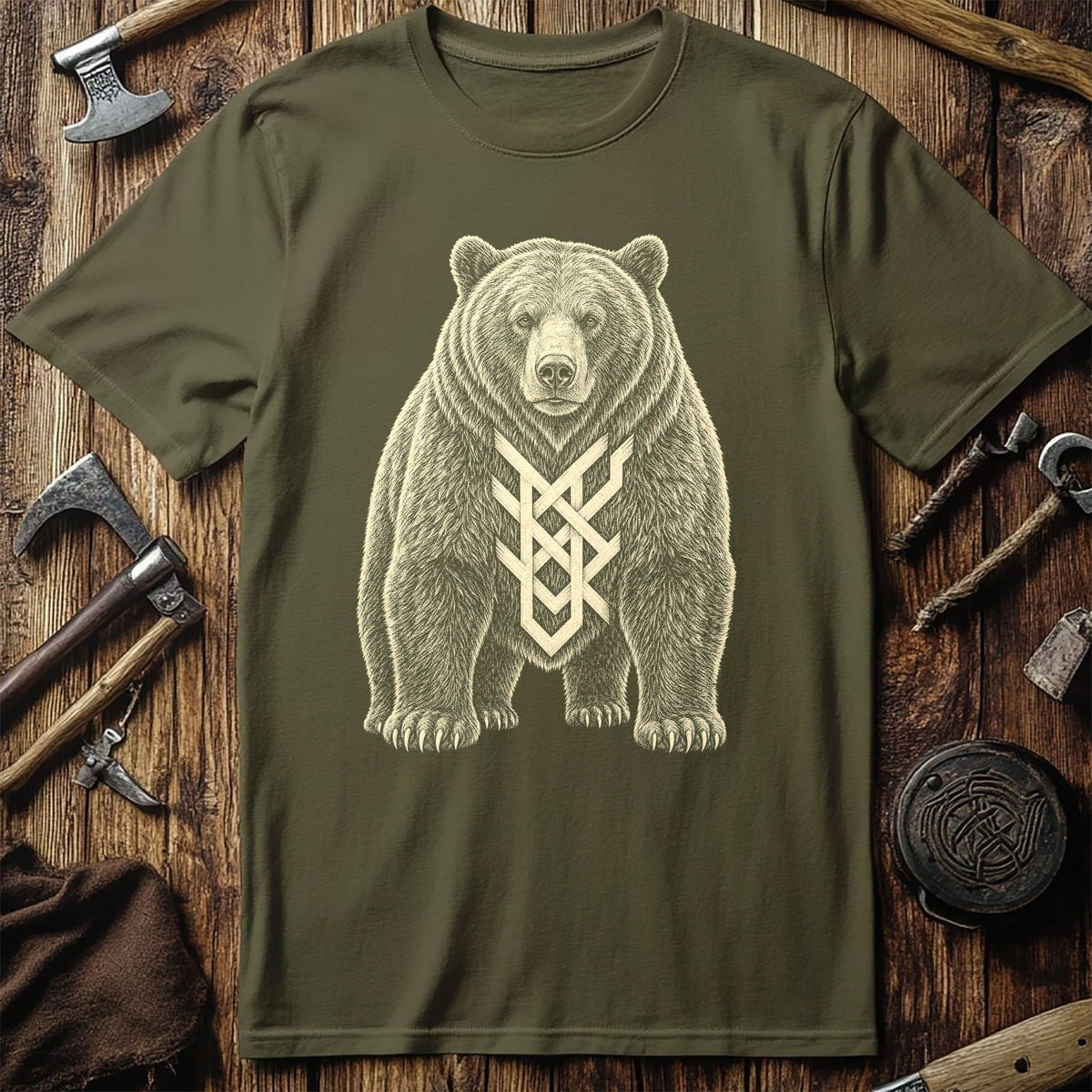 Bear Marked With Bind Rune Viking T-Shirt EU