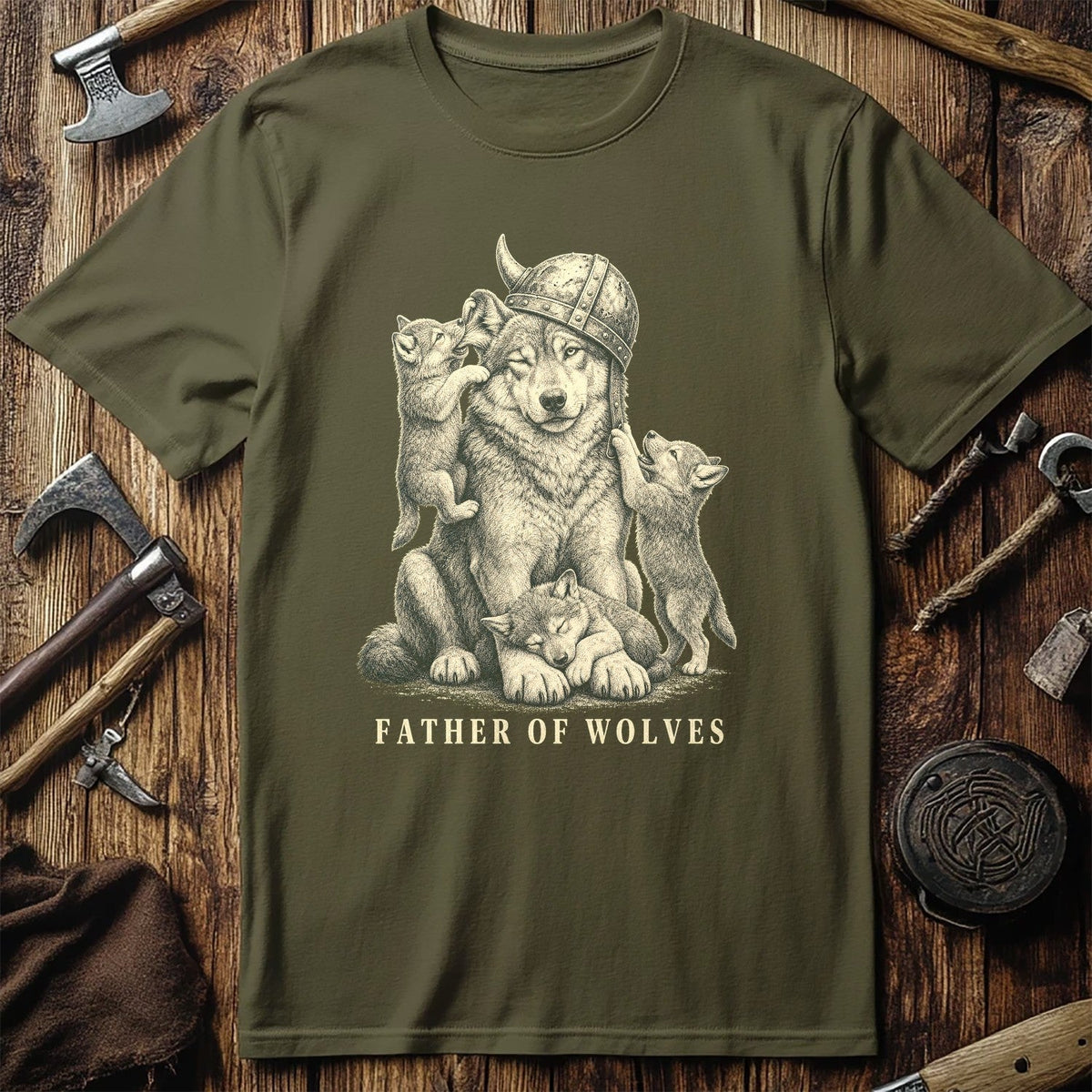 Father Of Wolves Viking T-Shirt US