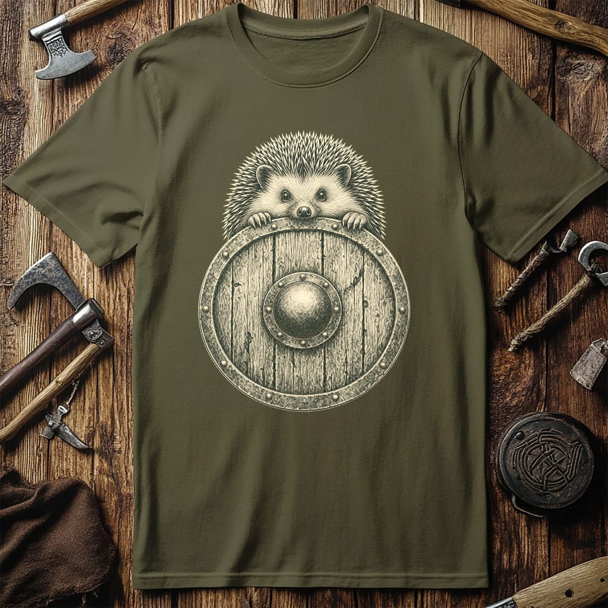 Hedgehog Shield Bearer Viking T-Shirt EU