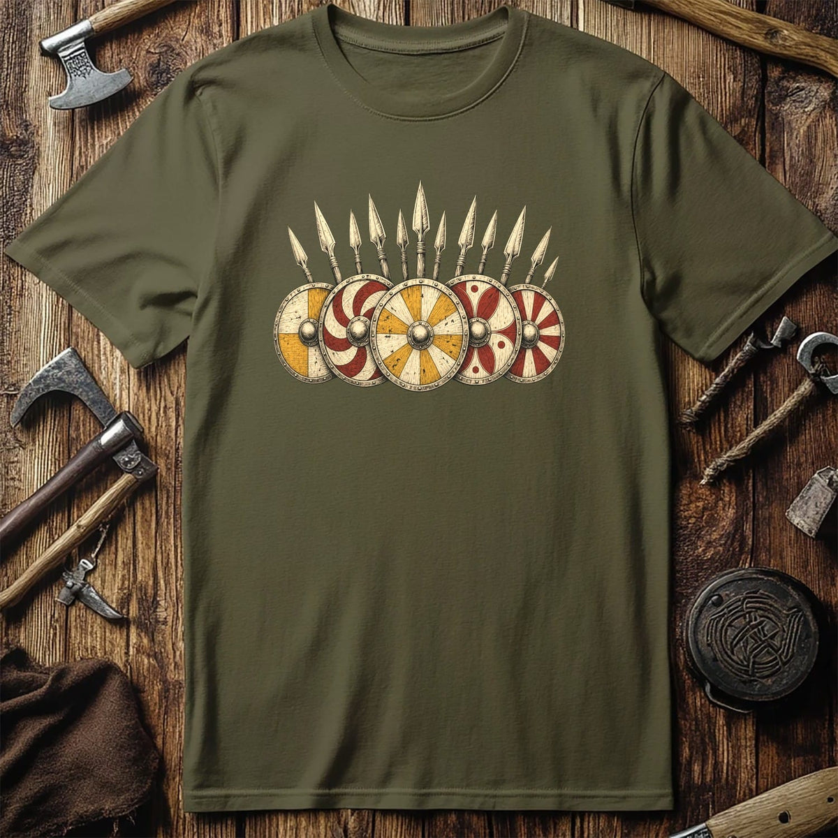 Shield Wall Pattern Band Viking T-Shirt US