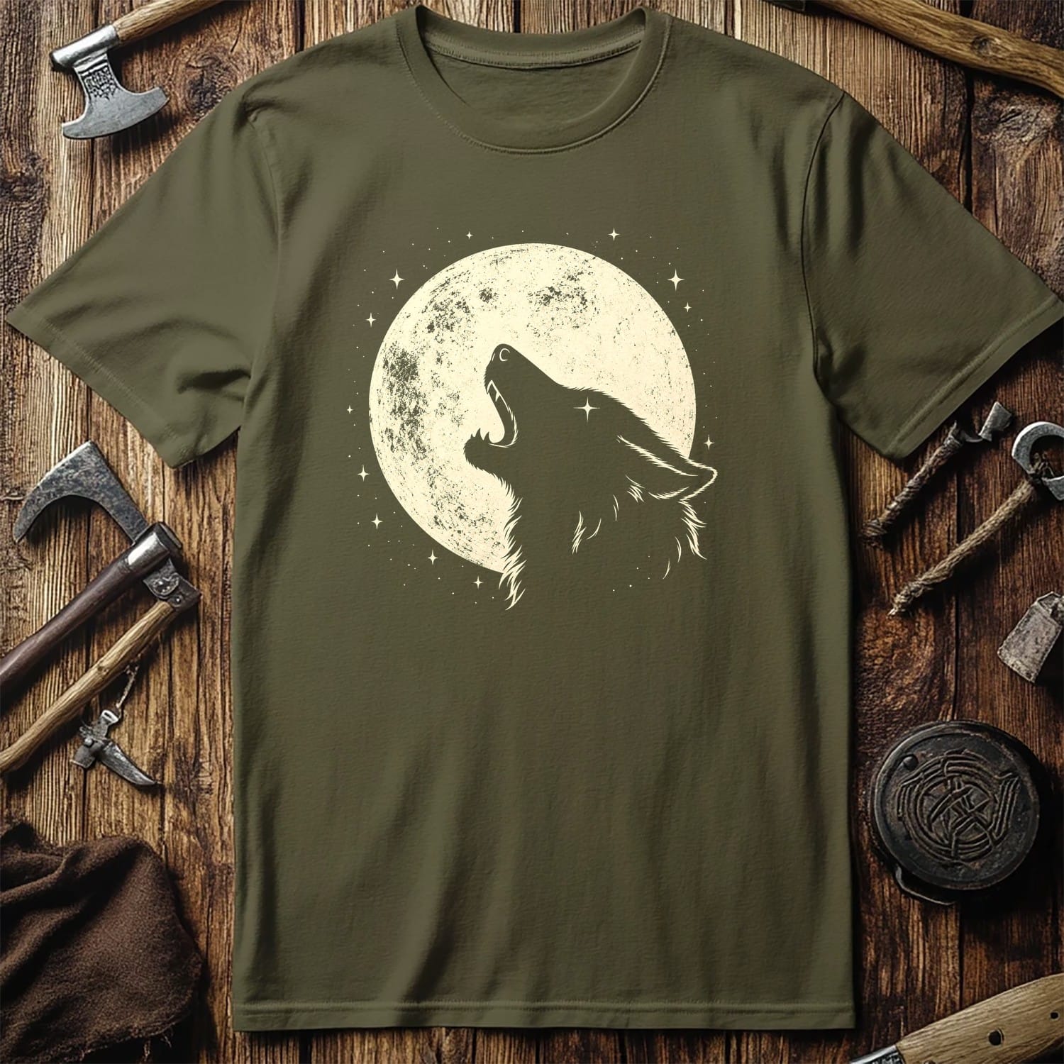 Wolf Swallows The Moon Viking T-Shirt EU