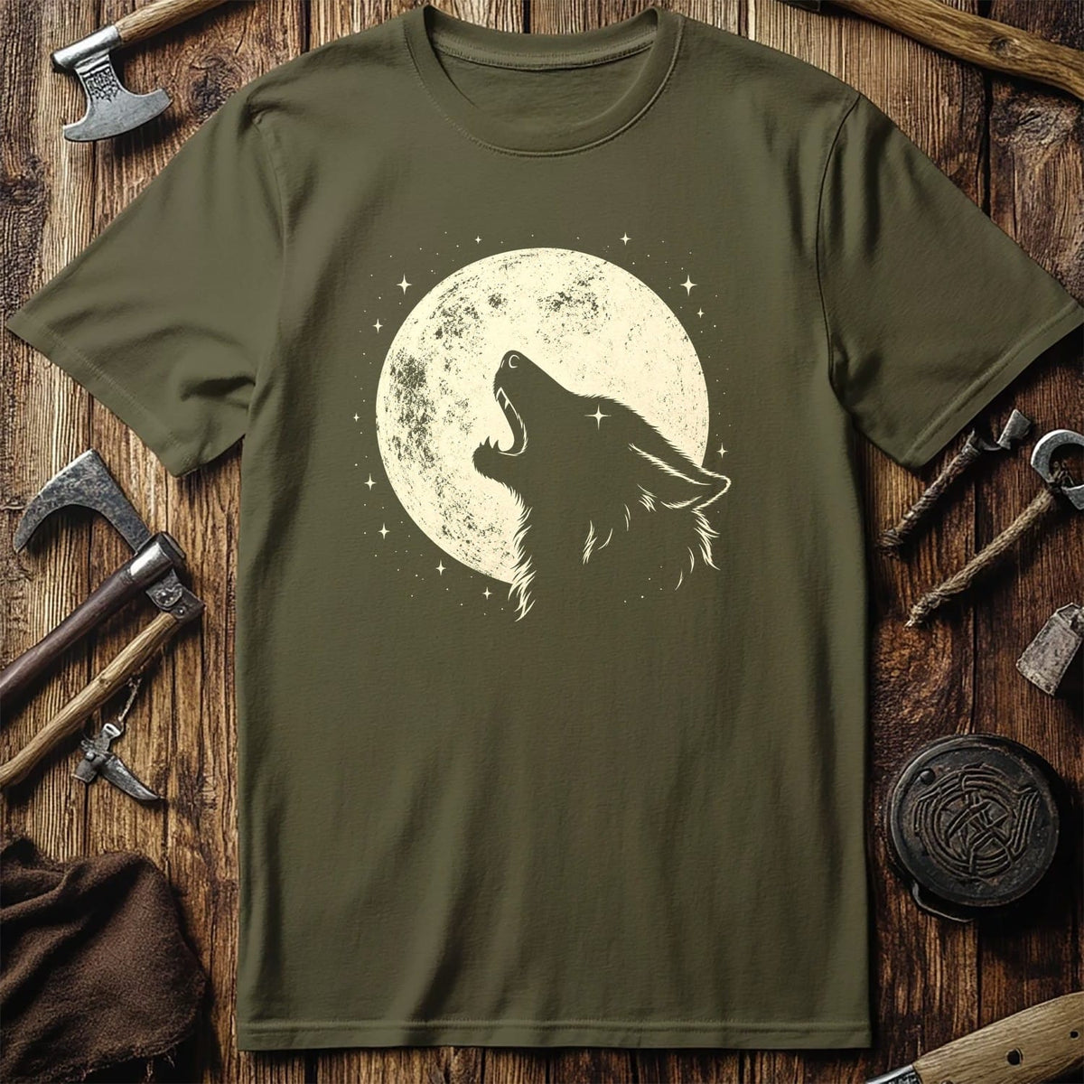 Wolf Swallows The Moon Viking T-Shirt US