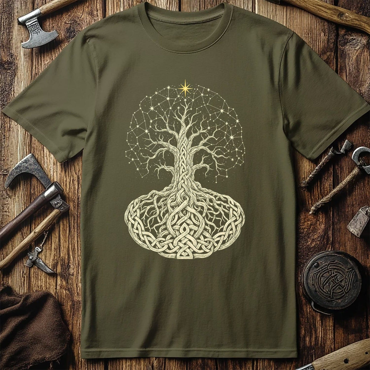 Yggdrasil Crown Of Stars Viking T-Shirt US