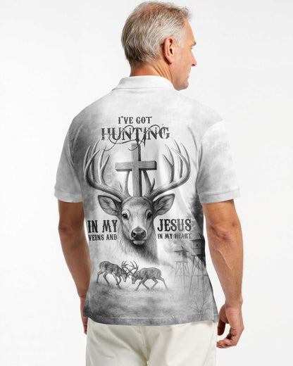 I've Got Hunting In My Veins And Jesus In My Heart All Over Print Grey T-Shirt
