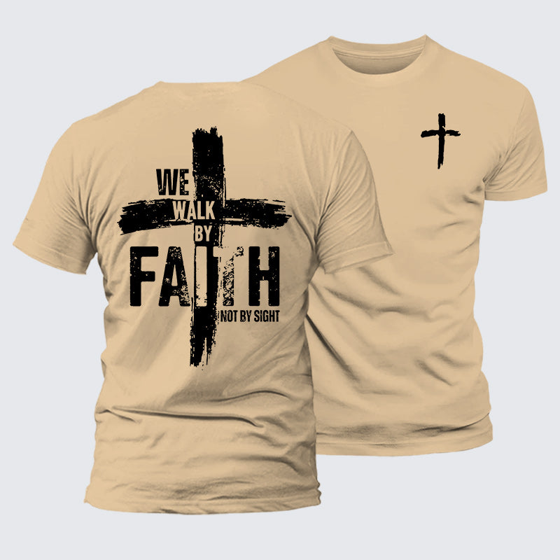 Luxe Mercerized Cotton Tee - We Walk By Faith Not By Sight