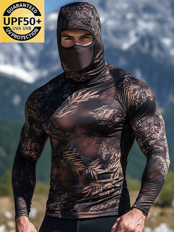 Men's Outdoor Sun Protection Breathable Cool Hooded Sun Protection Long Sleeve Top