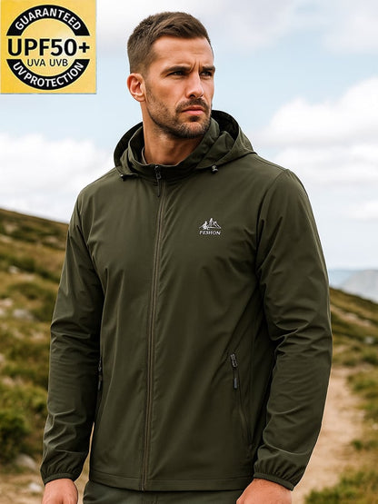Men's Outdoor Sun Protection Breathable Cool Mask Hooded Sun Protection Long Sleeve Zipper Jacket