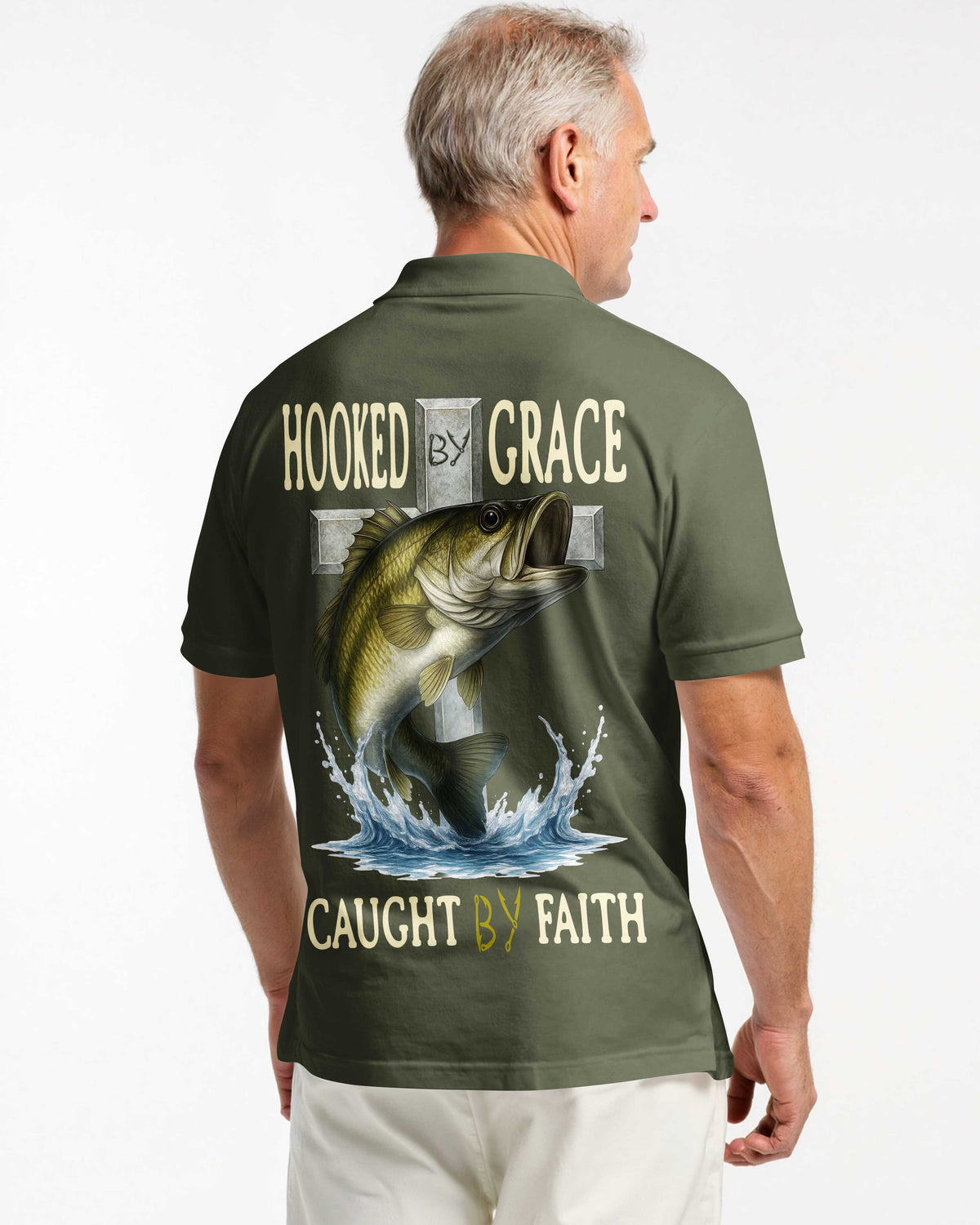 Hooked By Grace Caught By Faith All Over Print T-Shirt