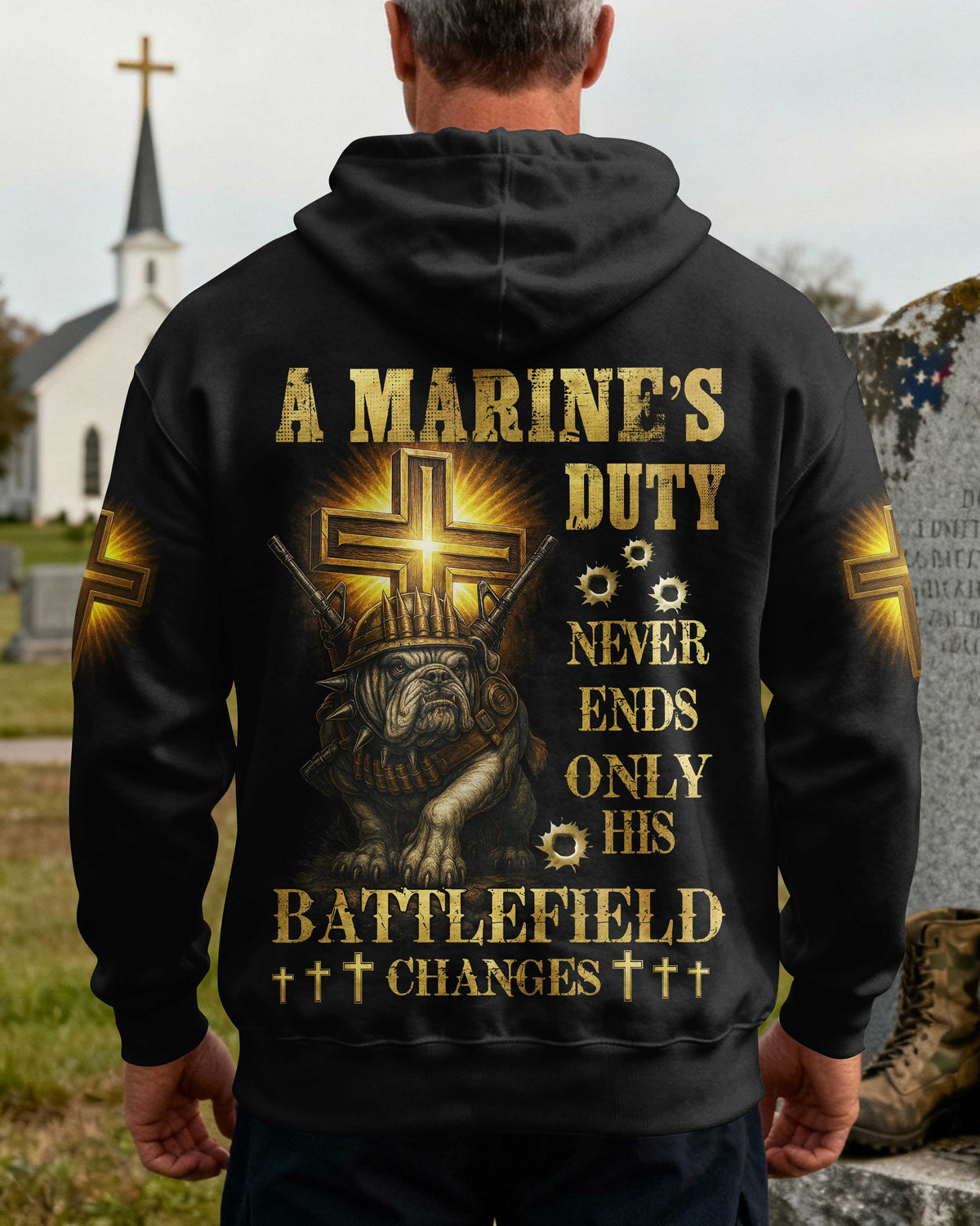 A Marine's Duty Never Ends Only His Battlefield Changes Zip Hoodie