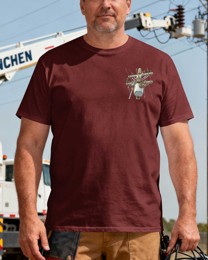 This Lineman Fixes What Storms Break With The Strength God Gives T-Shirt