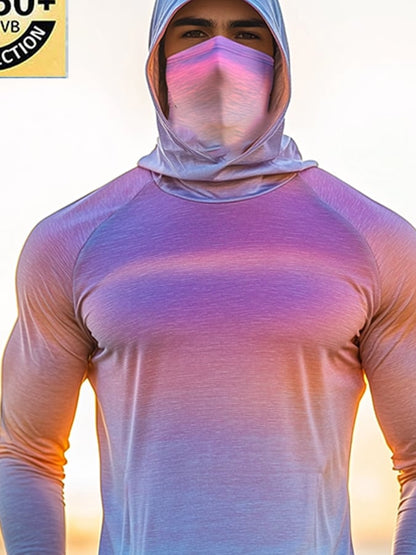 Men's Outdoor Sun Protection Breathable Cool Hooded Sun Protection Long Sleeve Top