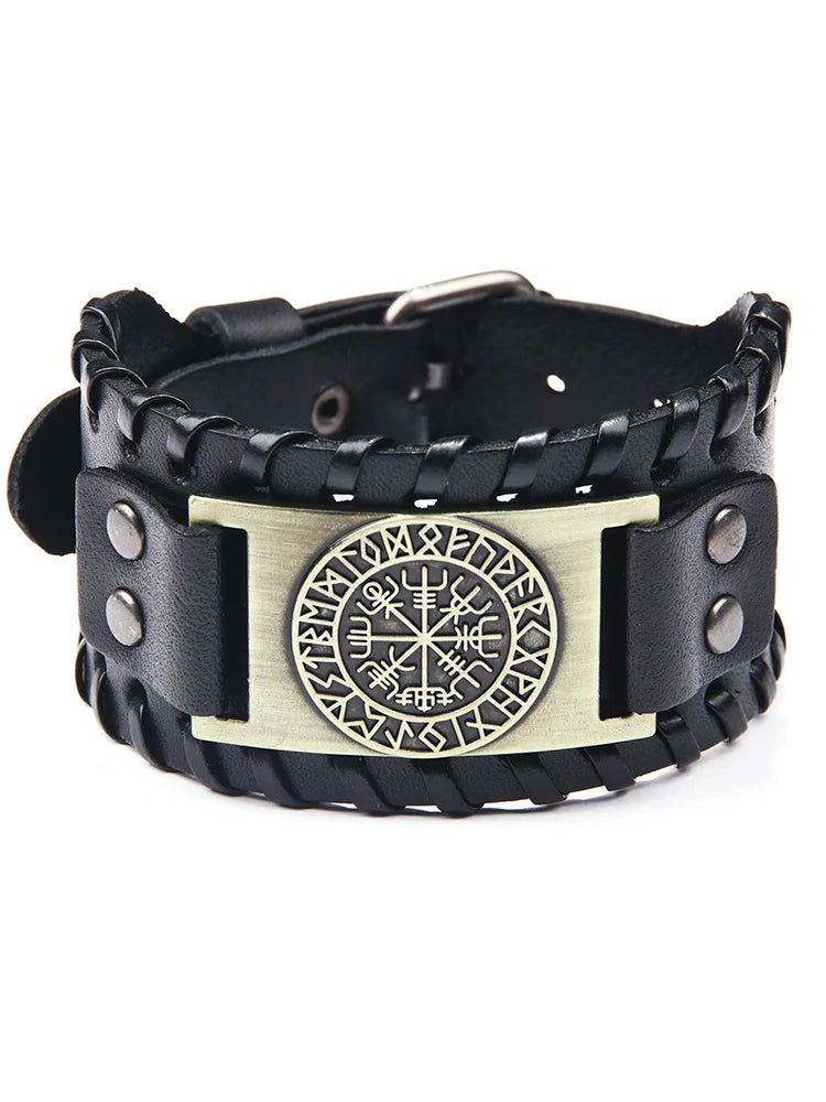 Men's Vintage Retro Viking Compass Vegvisir Bracelet