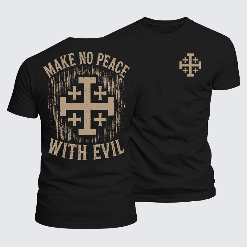 Luxe Mercerized Cotton Tee - Make No Peace with Evil Jerusalem Cross