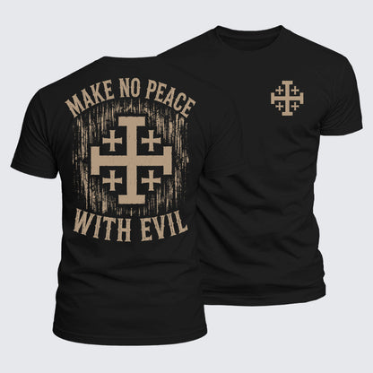 Luxe Mercerized Cotton Tee - Make No Peace with Evil Jerusalem Cross