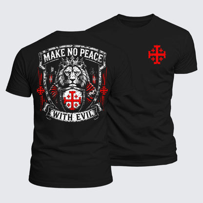 Luxe Mercerized Cotton Tee - Make No Peace with Evil Jerusalem Cross Lion