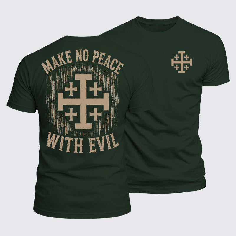 Luxe Mercerized Cotton Tee - Make No Peace with Evil Jerusalem Cross