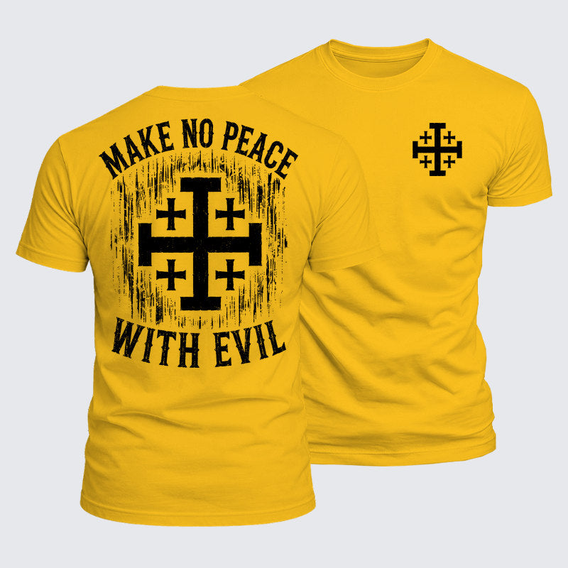 Luxe Mercerized Cotton Tee - Make No Peace with Evil Jerusalem Cross