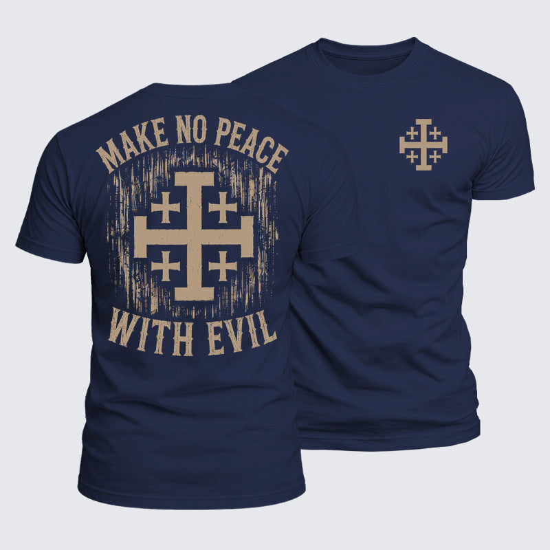 Luxe Mercerized Cotton Tee - Make No Peace with Evil Jerusalem Cross