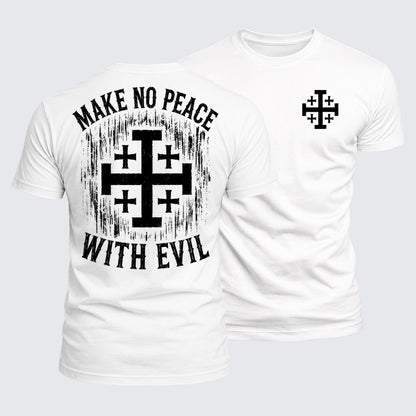 Luxe Mercerized Cotton Tee - Make No Peace with Evil Jerusalem Cross