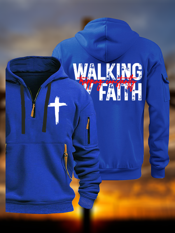 Walking By Faith Tripping Constantly  Jesus God Christian Zipper Hoodies