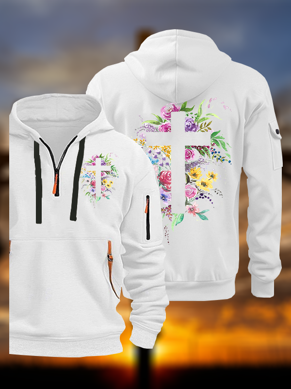 Cross Flower Jesus God Christian Zipper Hoodies