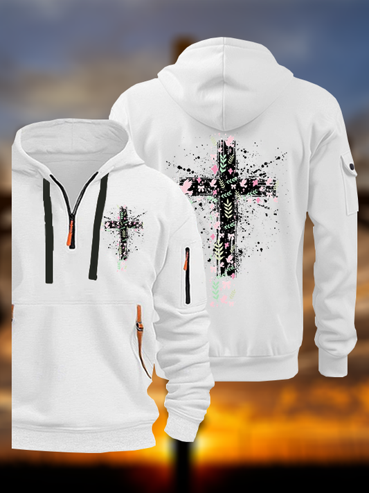 Cross Flower  Jesus God Christian Zipper Hoodies