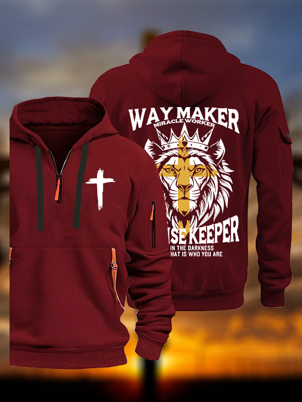 Lion Way Maker Miracle Worker Jesus God Christian Zipper Hoodies