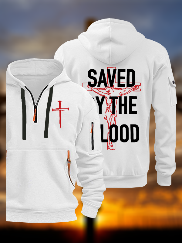 Saved By The Blood Jesus God Christian Zipper Hoodies