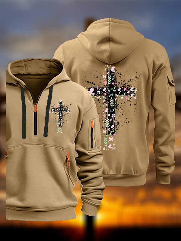 Cross Flower  Jesus God Christian Zipper Hoodies