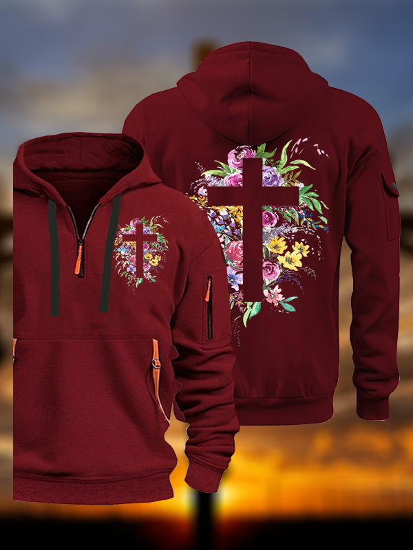Cross Flower Jesus God Christian Zipper Hoodies