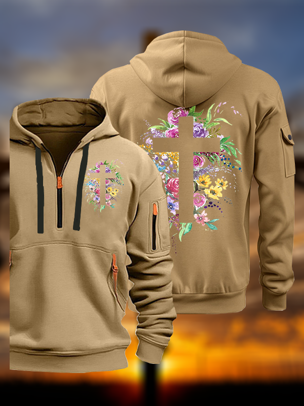 Cross Flower Jesus God Christian Zipper Hoodies