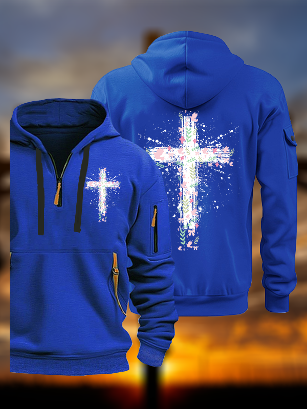 Cross Flower  Jesus God Christian Zipper Hoodies