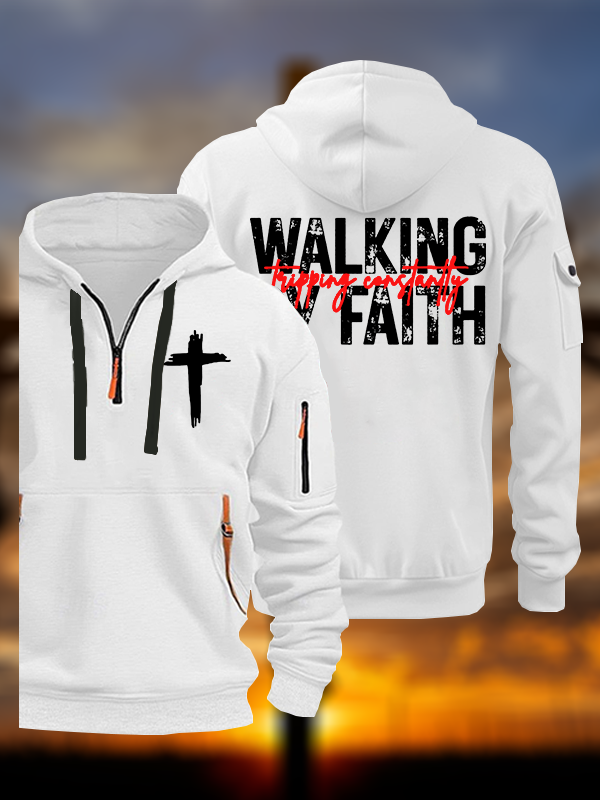 Walking By Faith Tripping Constantly  Jesus God Christian Zipper Hoodies
