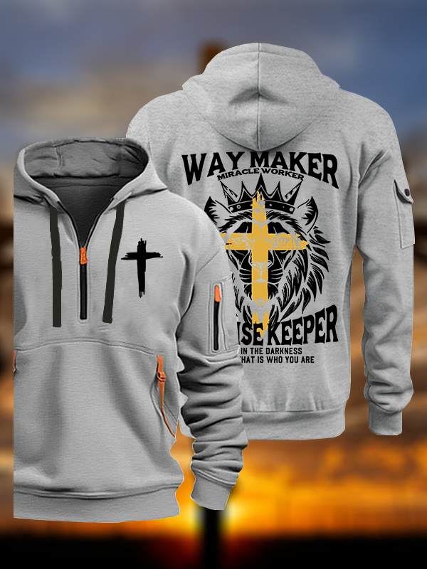 Lion Way Maker Miracle Worker Jesus God Christian Zipper Hoodies