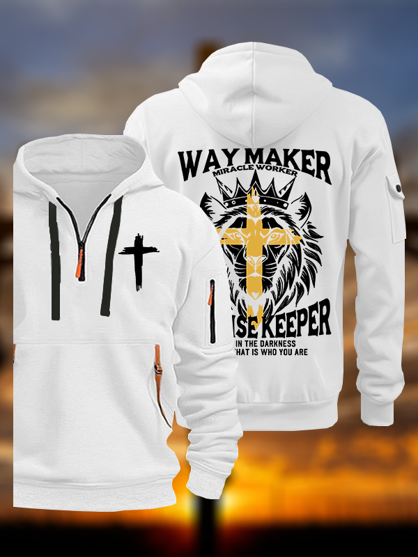 Lion Way Maker Miracle Worker Jesus God Christian Zipper Hoodies